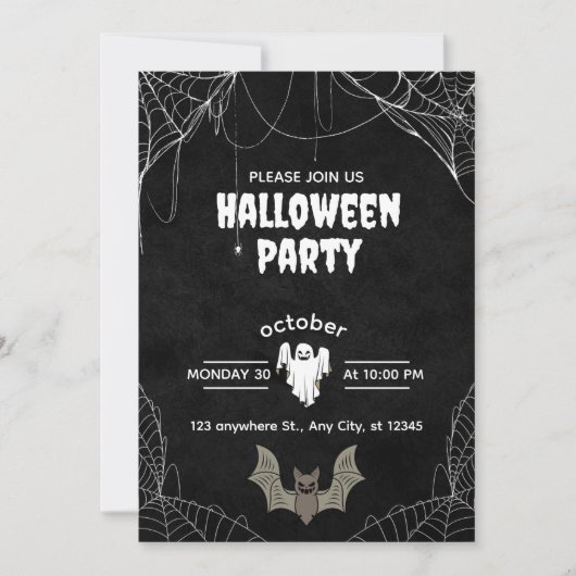 Gothic Halloween Party Invitation with Spiders 招待状 (正面)