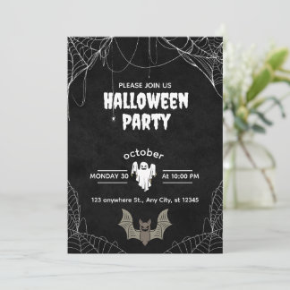 Gothic Halloween Party Invitation with Spiders 招待状