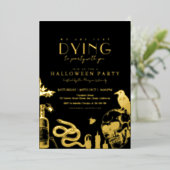Gothic Halloween Party with Skulls Foil Invitation 箔招待状 (立ち正面)