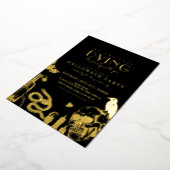 Gothic Halloween Party with Skulls Foil Invitation 箔招待状 (回転した状態)