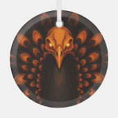 Gothic Halloween Peacock Skull ガラスオーナメント (正面)