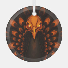 Gothic Halloween Peacock Skull ガラスオーナメント