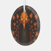 Gothic Halloween Peacock Skull ガラスオーナメント (正面左)