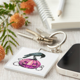 Gothic Halloween Pumpkin and Crow Tee shirt キーホルダー