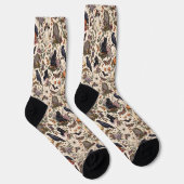 Gothic Halloween Ravens Cats Ghosts Floral Pattern ソックス (右)