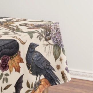 Gothic Halloween Ravens Cats Ghosts Floral Pattern テーブルクロス