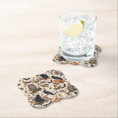 Gothic Halloween Ravens Cats Ghosts Floral Pattern ペーパーコースター (インサイチュ)
