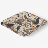 Gothic Halloween Ravens Cats Ghosts Floral Pattern ペーパープレート (傾斜あり)