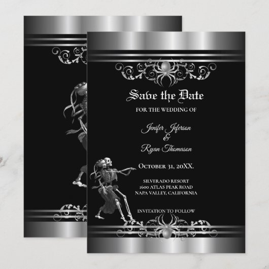 Gothic halloween wedding save the date 案内状 (正面/裏面)