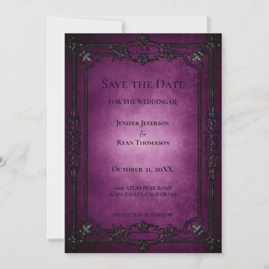 Gothic halloween wedding save the date invitation 案内状 (正面)
