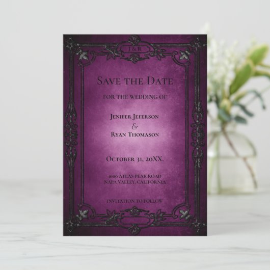 Gothic halloween wedding save the date invitation 案内状 (スタンド正面)