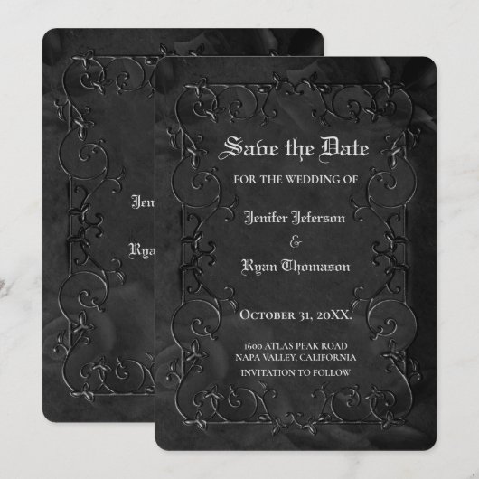 Gothic halloween wedding save the date invitation 案内状 (正面/裏面)