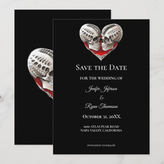 Gothic halloween wedding save the date invitation 案内状 (正面/裏面)