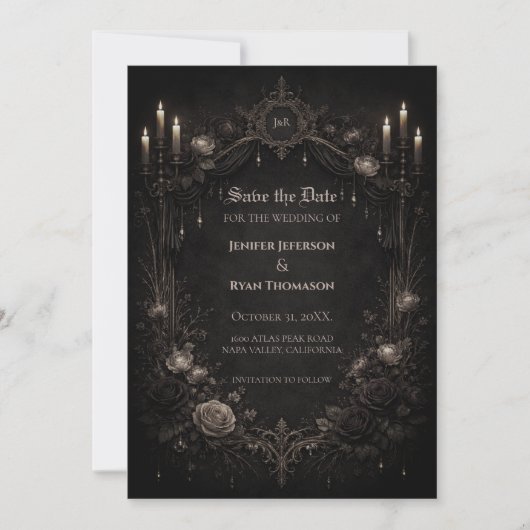 Gothic halloween wedding save the date invitation 案内状 (正面)