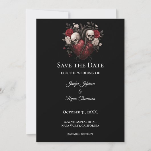 Gothic halloween wedding save the date invitation 案内状 (正面)