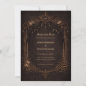 Gothic halloween wedding save the date invitation 案内状 (正面)