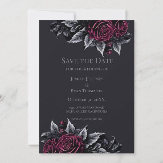 Gothic halloween wedding save the date invitation 案内状 (正面)