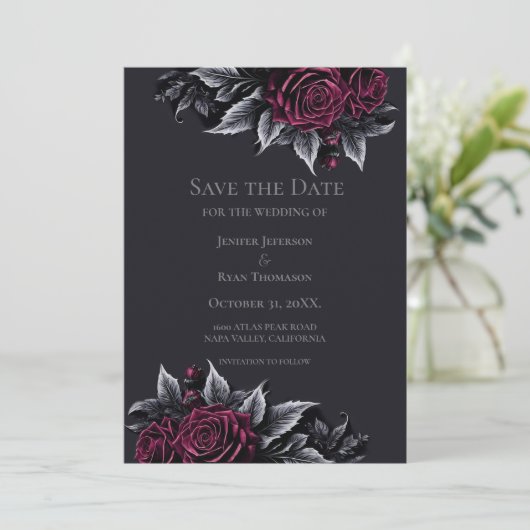 Gothic halloween wedding save the date invitation 案内状 (スタンド正面)