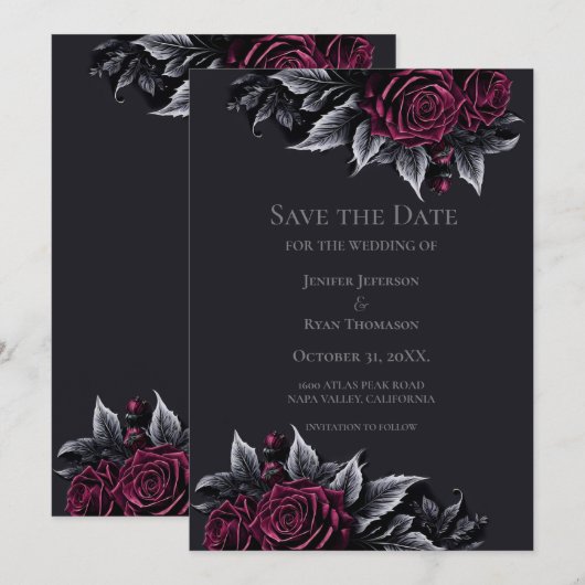 Gothic halloween wedding save the date invitation 案内状 (正面/裏面)