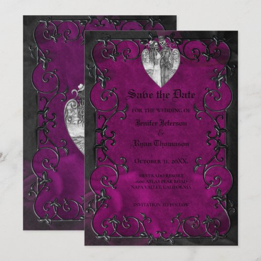 Gothic halloween wedding save the date invitation 案内状 (正面/裏面)