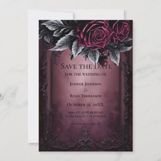 Gothic halloween wedding save the date invitation 案内状 (正面)
