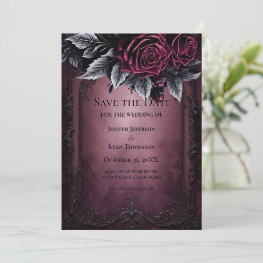 Gothic halloween wedding save the date invitation 案内状 (スタンド正面)