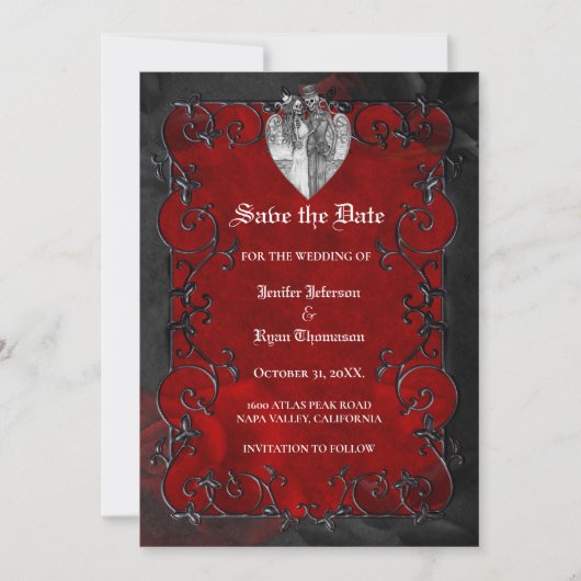Gothic halloween wedding save the date invitation 案内状 (正面)