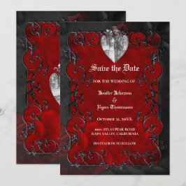 Gothic halloween wedding save the date invitation 案内状