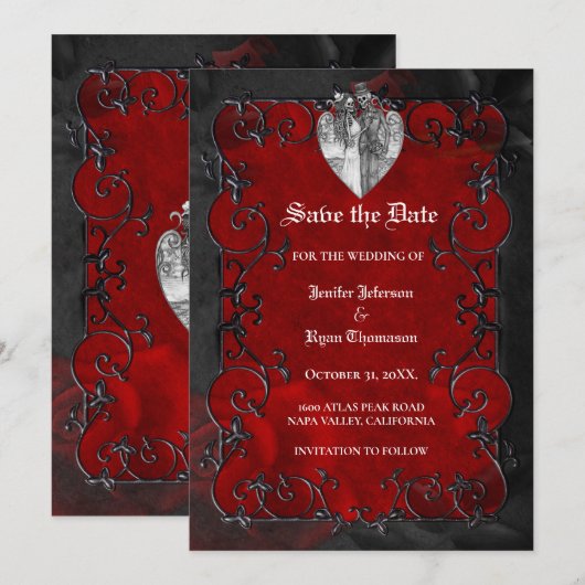 Gothic halloween wedding save the date invitation 案内状 (正面/裏面)