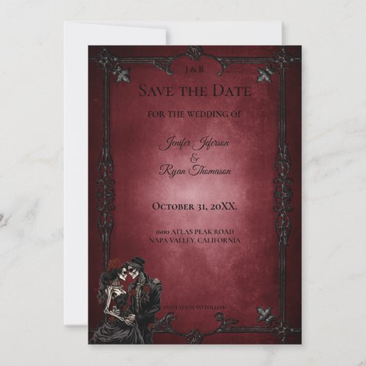 Gothic halloween wedding save the date invitation 案内状 (正面)