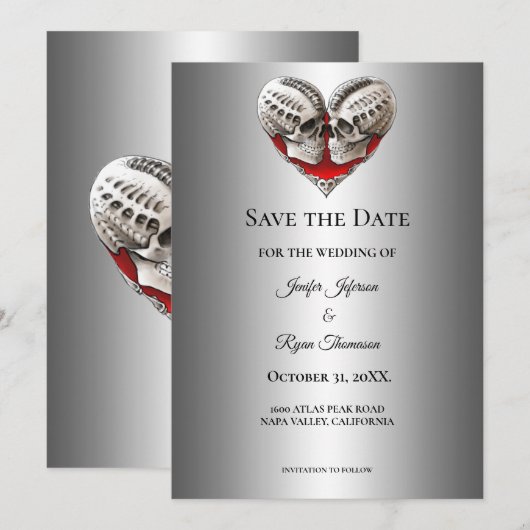 Gothic halloween wedding save the date invitation 案内状 (正面/裏面)