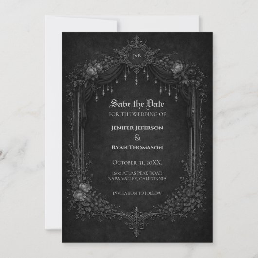 Gothic halloween wedding save the date invitation 案内状 (正面)