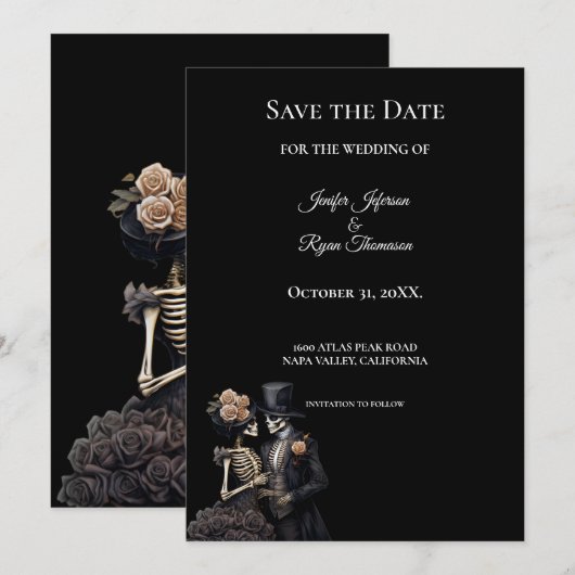 Gothic halloween wedding save the date invitation 案内状 (正面/裏面)