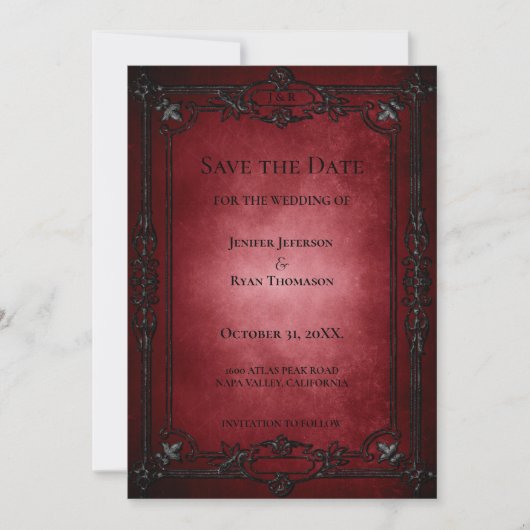Gothic halloween wedding save the date invitation 案内状 (正面)