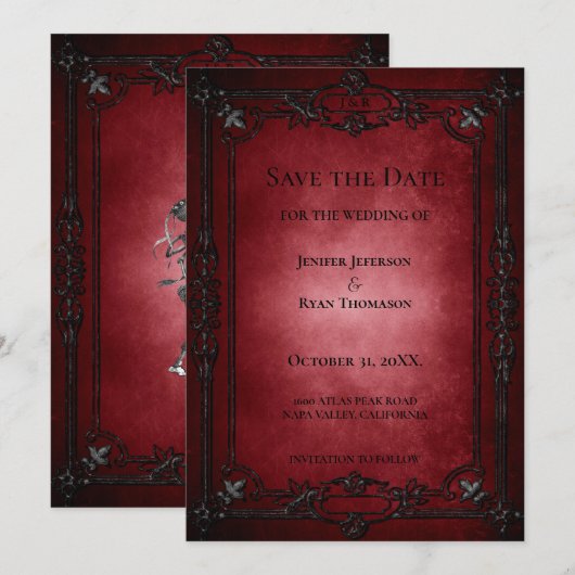 Gothic halloween wedding save the date invitation 案内状 (正面/裏面)