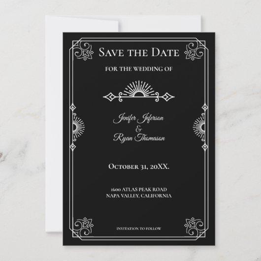 Gothic halloween wedding save the date invitation 案内状 (正面)