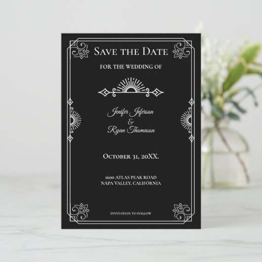 Gothic halloween wedding save the date invitation 案内状 (スタンド正面)