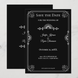 Gothic halloween wedding save the date invitation 案内状