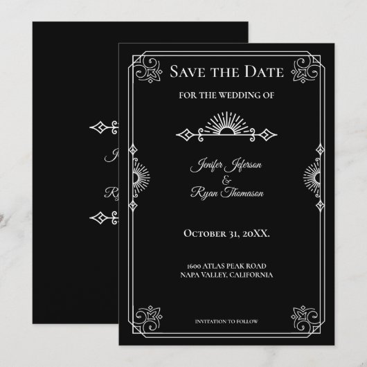 Gothic halloween wedding save the date invitation 案内状 (正面/裏面)