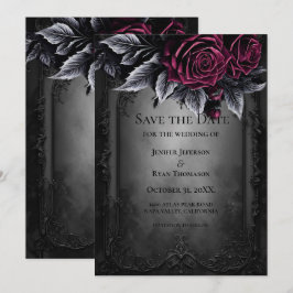 Gothic halloween wedding save the date invitation 案内状