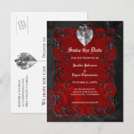 Gothic halloween wedding save the date postcard 案内ポストカード