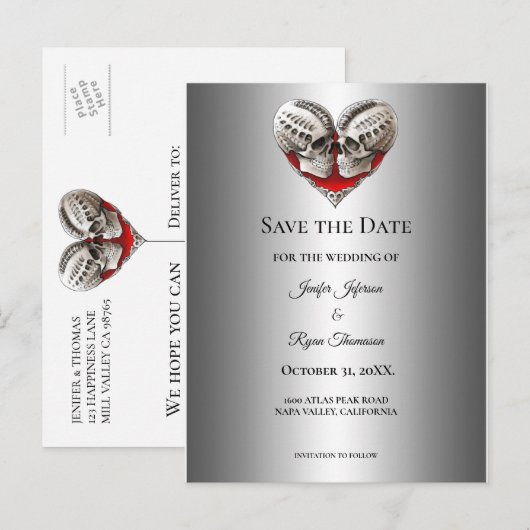 Gothic halloween wedding save the date postcard 案内ポストカード (正面/裏面)