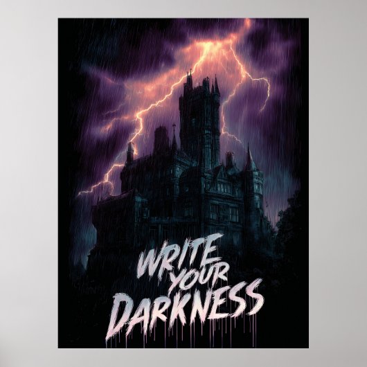 Gothic Haunted Castle Under Thunderstorm with Text ポスター (正面)