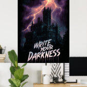 Gothic Haunted Castle Under Thunderstorm with Text ポスター (ホームオフィス)