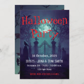Gothic Haunted Gate Invitation | Spooky Halloween  招待状 (正面/裏面)