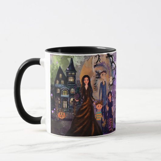 Gothic Haunted House Halloween Mug マグカップ (左)