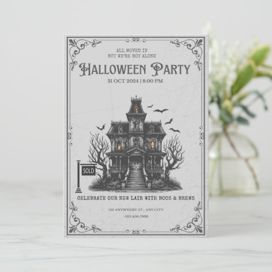 Gothic Haunted House Halloween Party Invitation |  招待状 (スタンド正面)