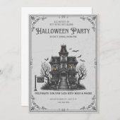Gothic Haunted House Halloween Party Invitation |  招待状 (正面/裏面)