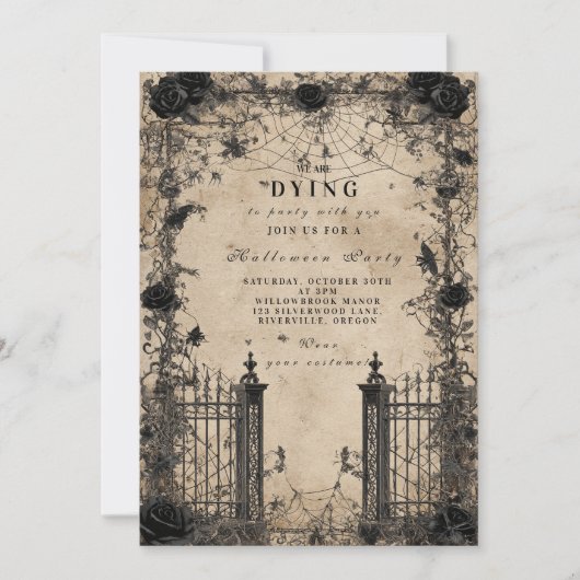 Gothic Haunted Manor Halloween 招待状 (正面)