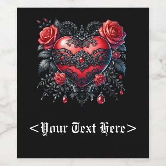 Gothic Heart Valentine Bottle Labels ワインラベル (シングルラベル)